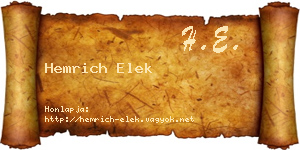 Hemrich Elek névjegykártya